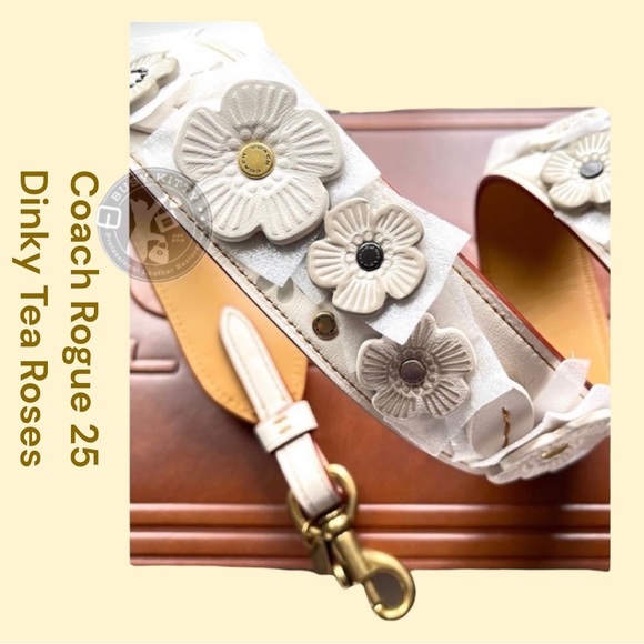 RARE Coach Rogue 25 (with Dinky Tea Roses) Satchel & Custom Dinky Tea Rose Strap - Picture 7 of 16